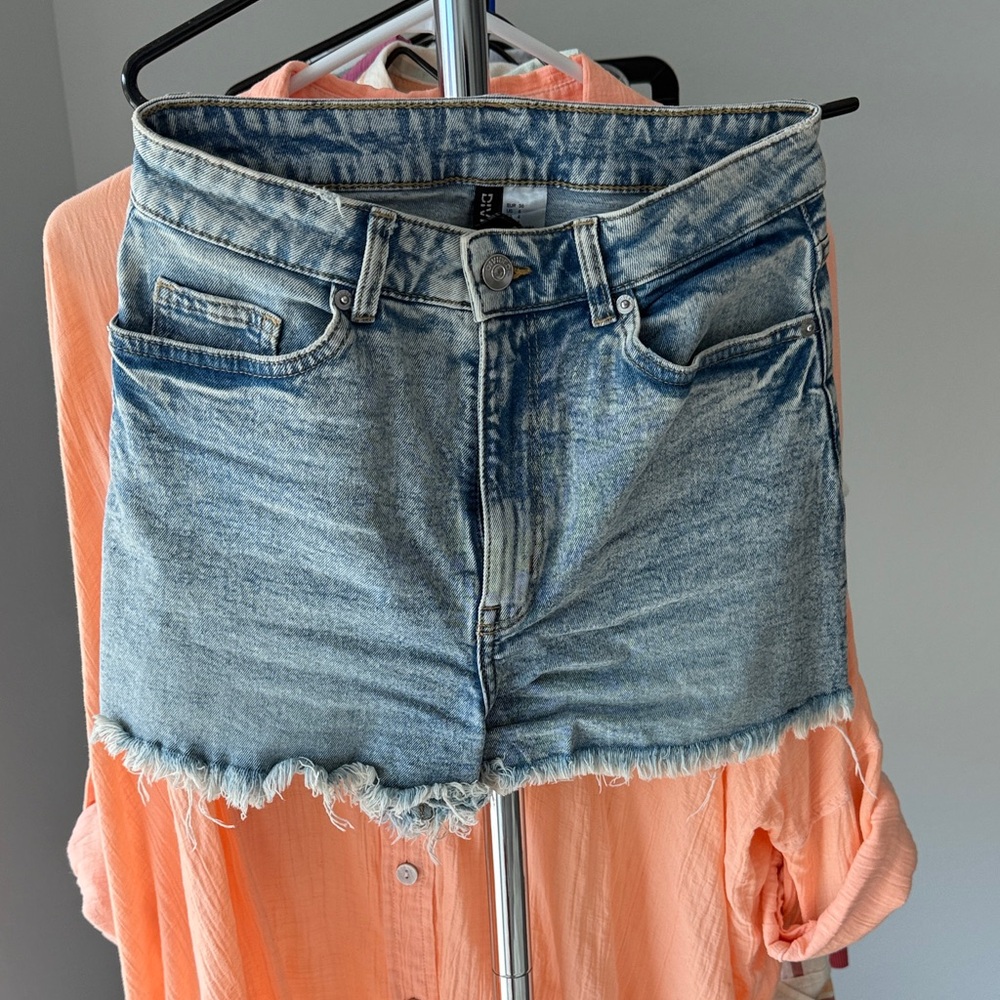 H&M High Waist Denim Shorts - Blue